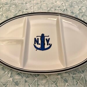 J. Crew Navy Blue White Nautical Serveware Platter by Fish’s Eddy Anchor